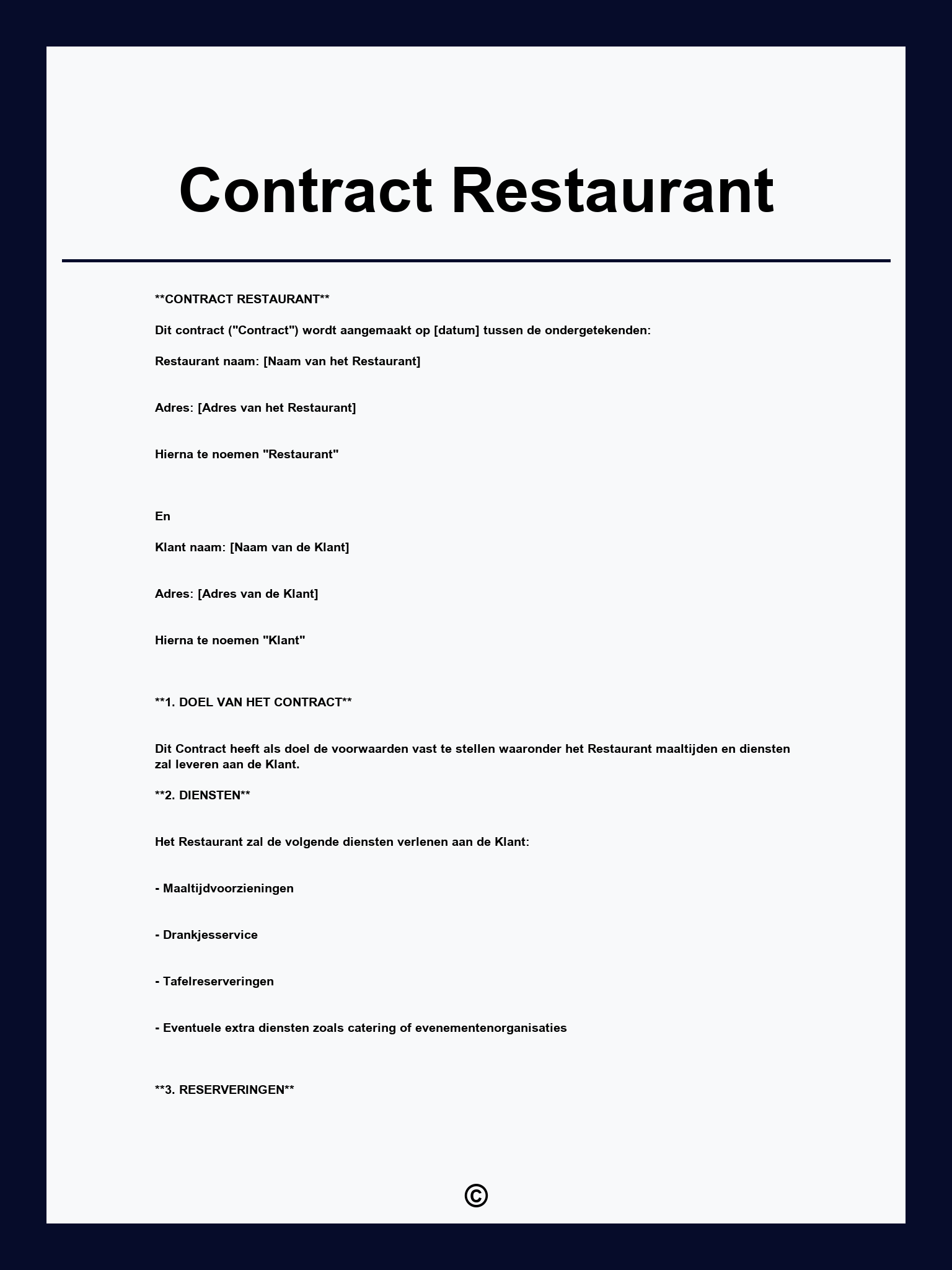 Contract Restaurant