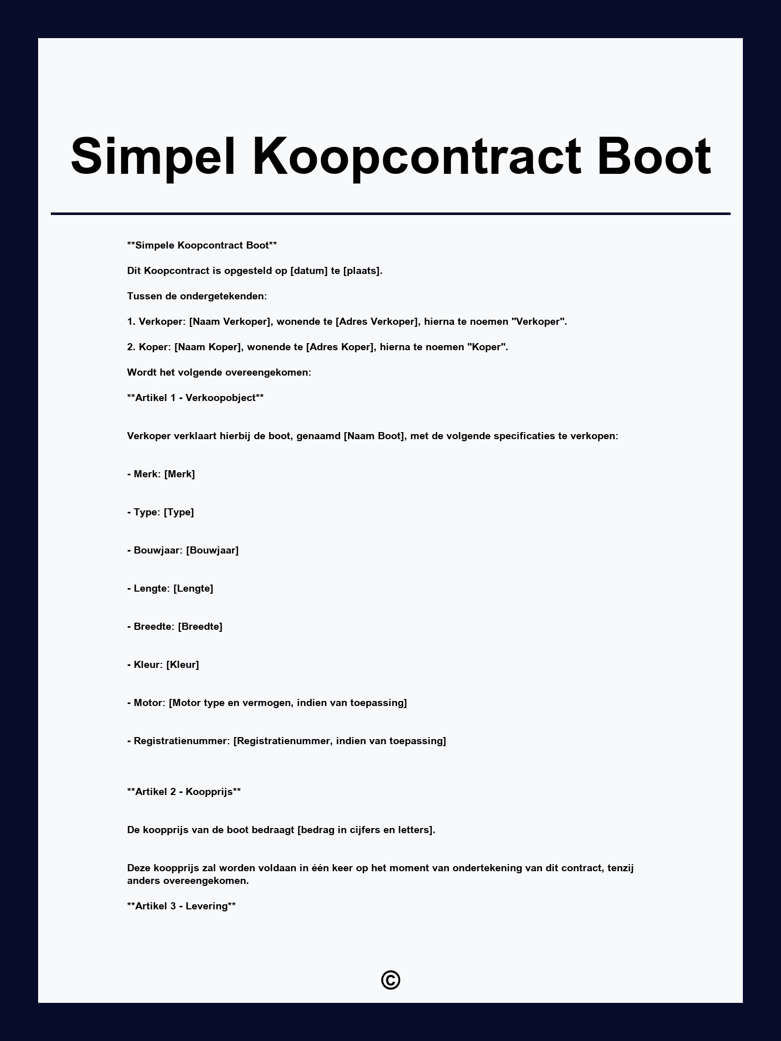 Simpel Koopcontract Boot