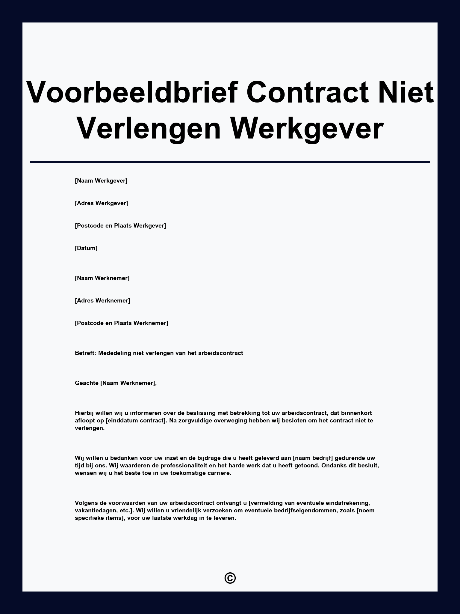 Voorbeeldbrief Contract Niet Verlengen Werkgever